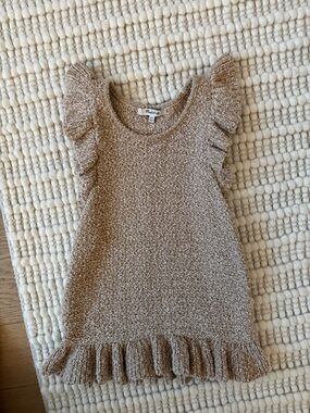 Madewell Beige Ruffle Knit Tank Top